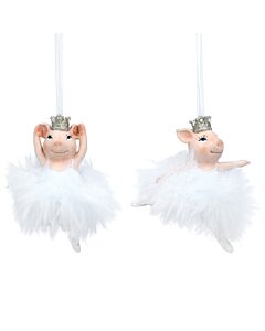 Gisela Graham Ballerina Dancing Pigs Decoration x2